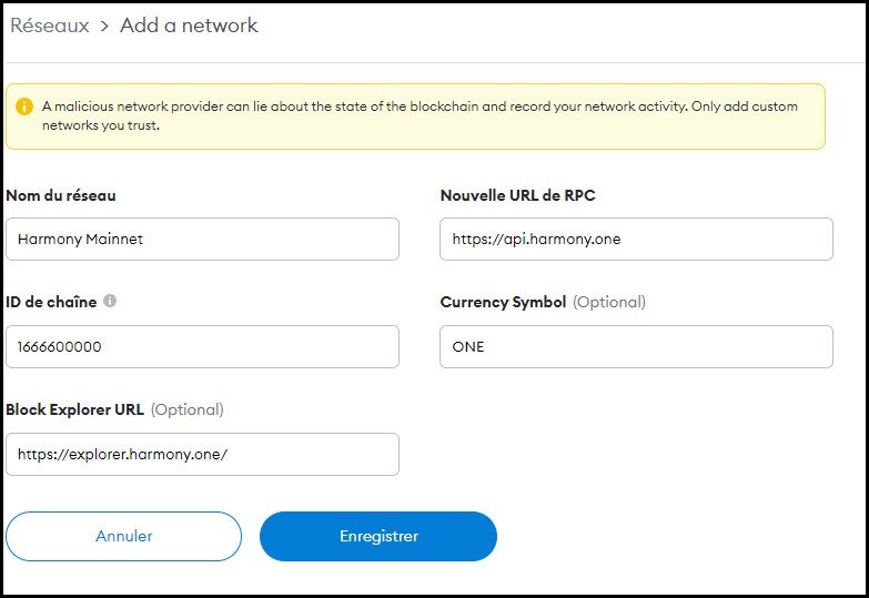 Comment configurer MetaMask pour utiliser la blockchain Harmony (ONE) ?